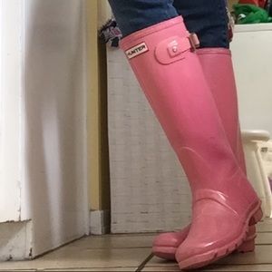 Hunter Rain boots pink tall
